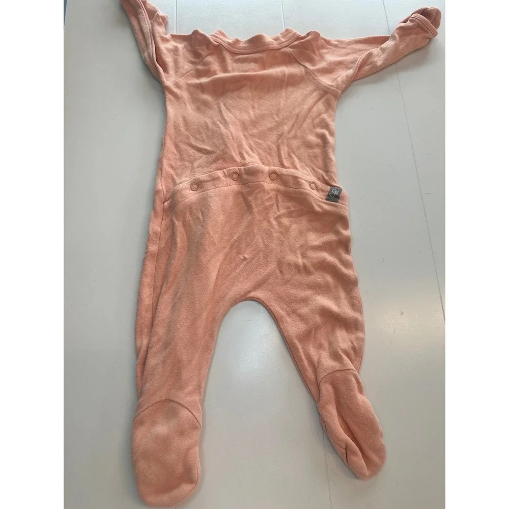 Goumi Baby Footie Romper Kids 0-3M Peach Good Bamboo Viscose Zip Pajamas
